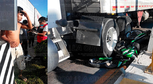 Pretendió ganarle el paso a un tráiler Motociclista Ebrio Caseta