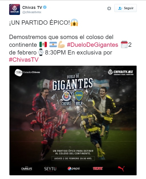 Chivas anuncia partido contra Boca Juniors Chivas Guadalajara Boca Juniors
