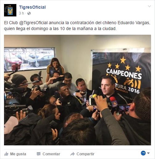 Vargas ¡YA ES TIGRE!; "Quesos" Fernández ¡SE VA! Llega Edu Vargas Tigres