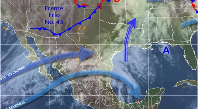 Vientos de hasta 107 kilómetros por frente frío 45 Vientos de hasta 107 kilómetros por frente frío 45