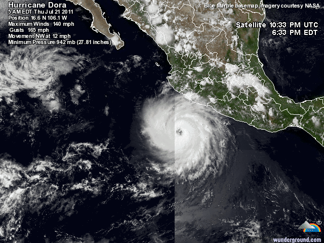 "Dora" se convierte en huracán categoría 1