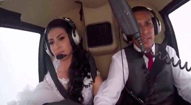 Novia iba camino a su boda en helicóptero y este se desploma boda
