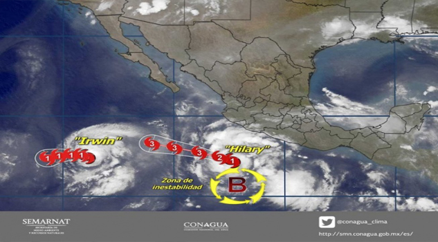 'Irwin' ya es huracán categoría 1 y ‘Hilary’ se intensifica a categoría 2 huranaeshilaryirwin