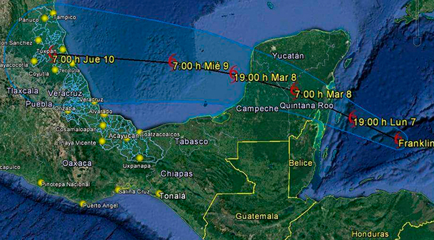 Actualización de posición de la tormenta tropical “Franklin” Tormenta tropical “Franklin”
