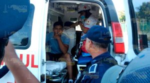 Policía en moto resulta herido tras choque