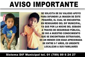 ¿Conoces a este niño? Autoridades buscan a sus padres