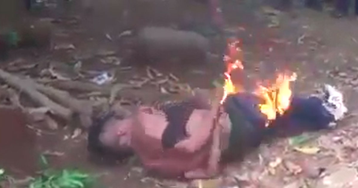 VIDEO: Queman testículos a presunto violador quemado001