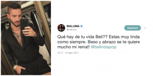 Maluma y Jared Leto publican su amor por Belinda en redes Maluma Mensaje Belinda