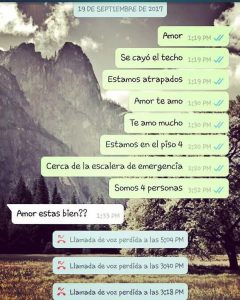 Un hombre se tomó una selfie y una mujer grabó un video mientras estaban entre los escombros Mensaje Salvador WhatsApp