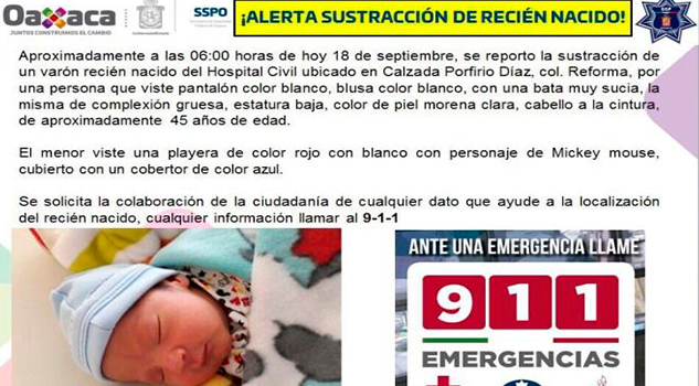 Falsa enfermera roba a recién nacido