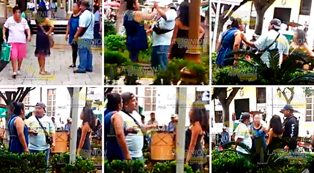 Protagonizan espectáculo en pleno parque central Protagonizan espectáculo