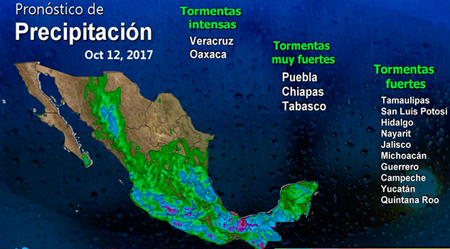 Lluvias afectarán gran parte del país