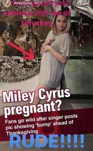 Miley Cyrus desata rumores de embarazo