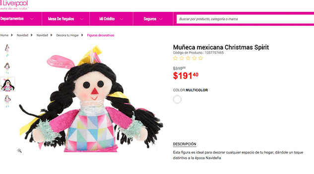 Usuarios de redes acusan a Liverpool de vender muñecas mazahuas piratas y hechas en China