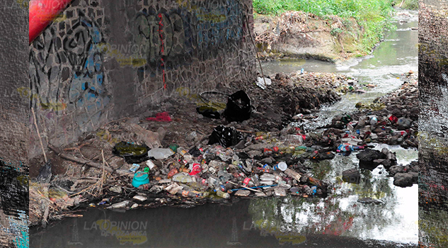 Arroyos infestados de basura