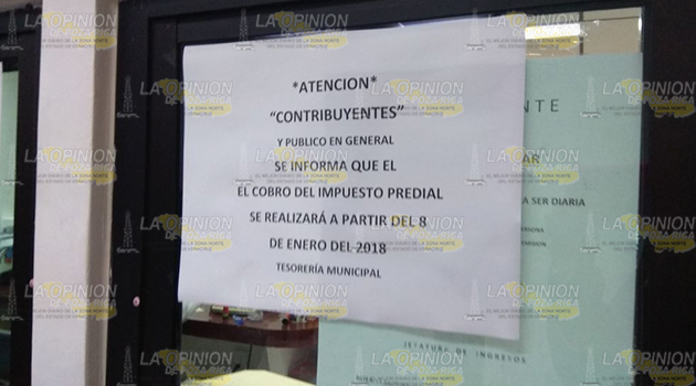 Sin iniciar el cobro de predial