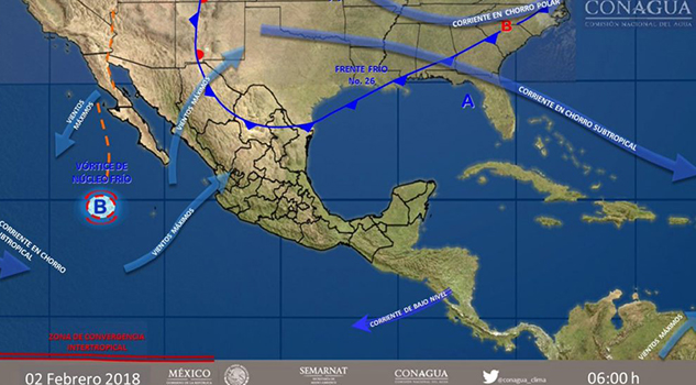 Nuevo frente frío provocará lluvias en 18 estados del país
