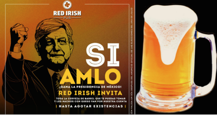 Un bar de Tijuana promete regalar cerveza y nachos ilimitados si AMLO gana la Presidencia