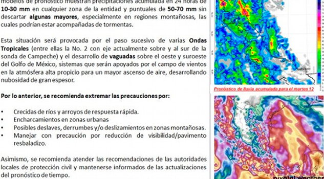 Emiten aviso especial por temporal lluvioso en el estado Emiten Aviso Especial Temporal Lluvioso Martes Domingo Veracruz
