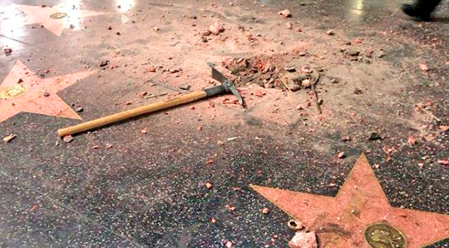 Destruyen estrella de Trump en Hollywood