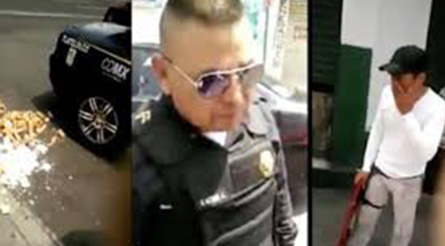 ¡Indignante! Policías hacen llorar a un vendedor por tirarle su mercancía