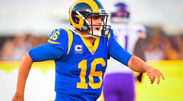 Jared Goff lanza cinco touchdowns y Rams 'hunden' el barco vikingo