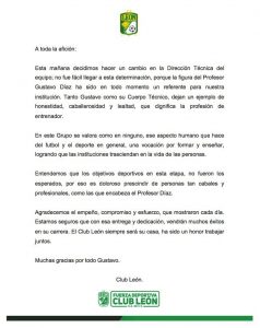 León anuncia destitución de Gustavo Díaz