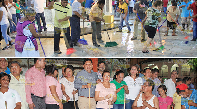 Embellecen el parque central, ciudadanos, comerciantes y autoridades