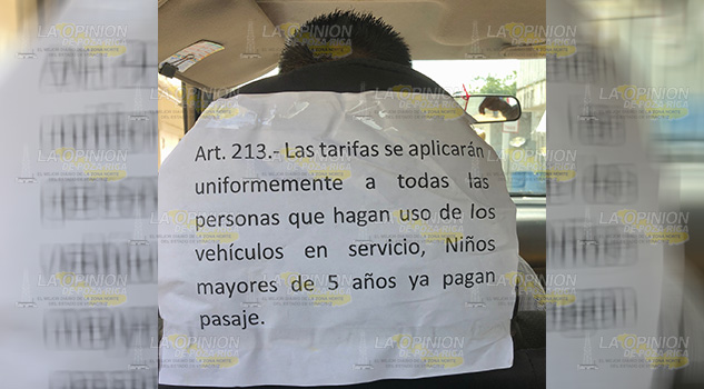 Los niños si pagan pasaje, taxistas en Tamiahua Los niños si pagan pasaje, taxistas en Tamiahua