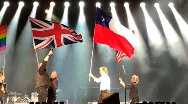 McCartney confunde bandera de Chile con la de Texas McCartney confunde bandera de Chile con la de Texas