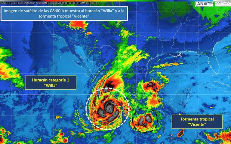 Willa se convierte en huracán categoría 1, se ubica al suroeste de Colima