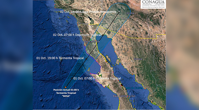 Tormenta ‘Rosa’ podría tocar tierra entre BC y BCS