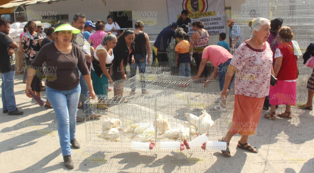 Habitantes son beneficiados con paquetes completos de gallinas ponedoras en Entabladero, Espinal