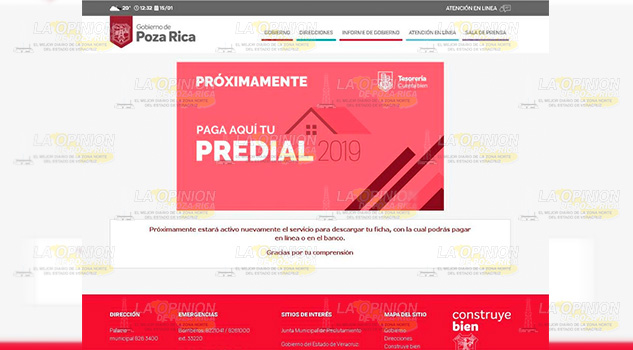 Están por activar cobro del predial en línea Están por activar cobro del predial en línea
