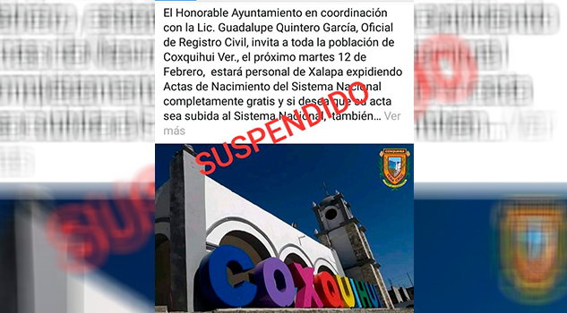 Suspenden día de la campaña del personal de registro civil en Coxquihui, aplazaran la fecha