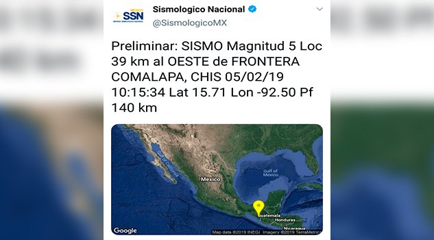 Nuevamente, sismo, descarta PC daños