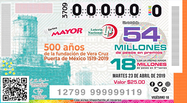 Billete de lotería alusivo a los 500 años de Veracruz lleva imagen del fuerte de San Juan de Ulúa