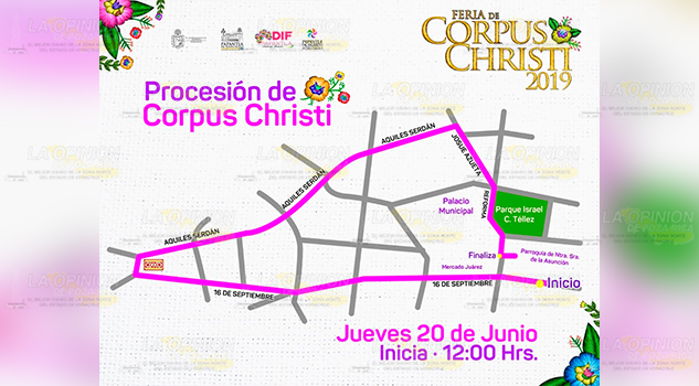 Cierre de calles en #Papantla por Procesión de Corpus Christi