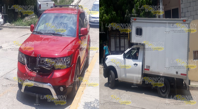 Camioneta ocasiona choque calle Las Flores en Tantoyuca