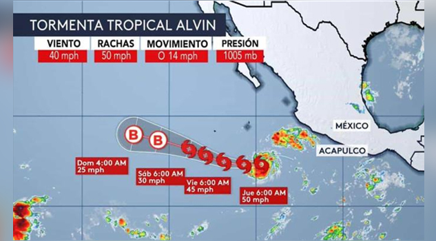 Se forma Alvin, la primera tormenta tropical del Pacífico