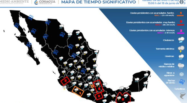 Pronóstico del clima martes 18 de junio