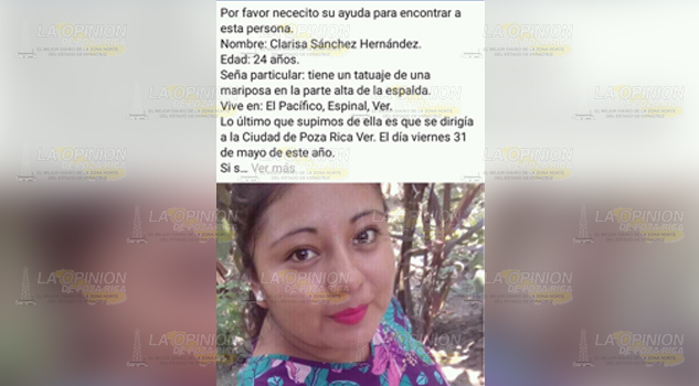 Desaparecida, fue vista por última vez al abordar un taxi con destino a Poza Rica