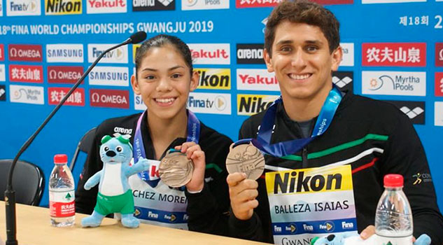 Marijo Sánchez y Diego Balleza, bronce en clavados mixtos sincronizados
