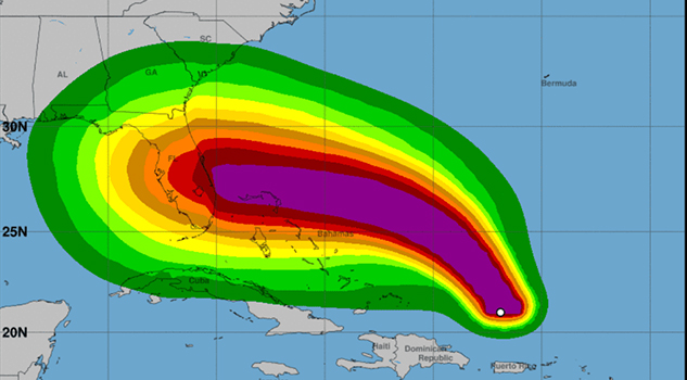 Dorian llegará a Florida como huracán categoría 4. NHC