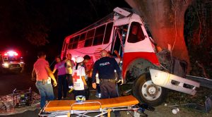 Autobús choca contra árbol en paraje del ejido Agua Nacida Autobús choca contra árbol en paraje del ejido Agua Nacida