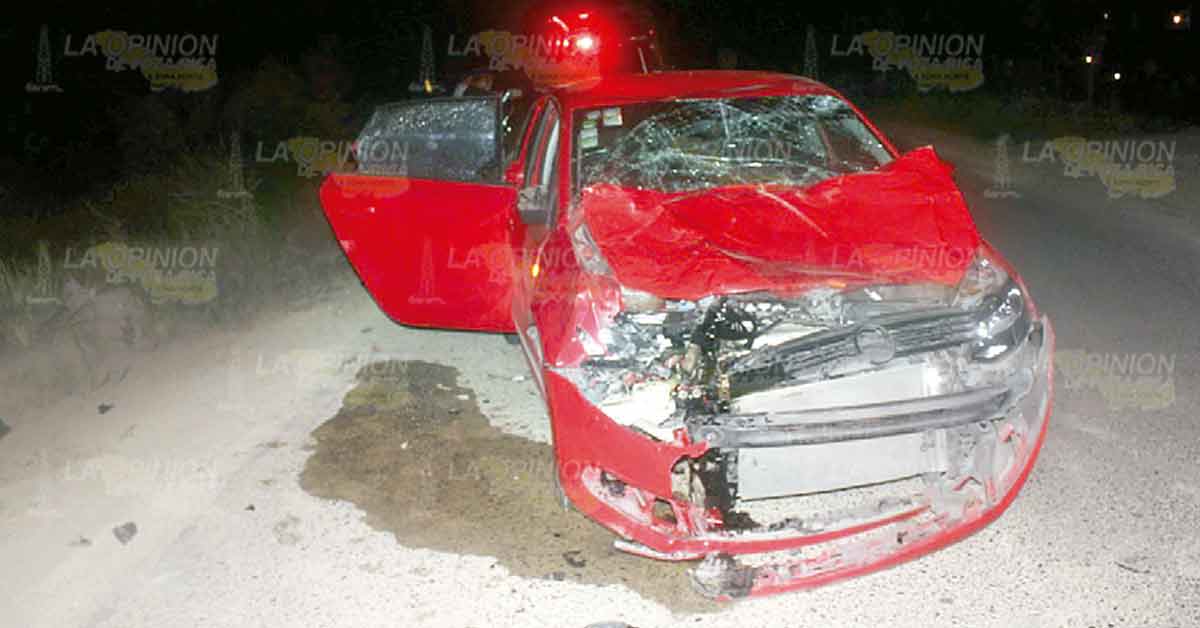 Destrozó su coche al arrollar a una vaca en el bulevar Bicentenario