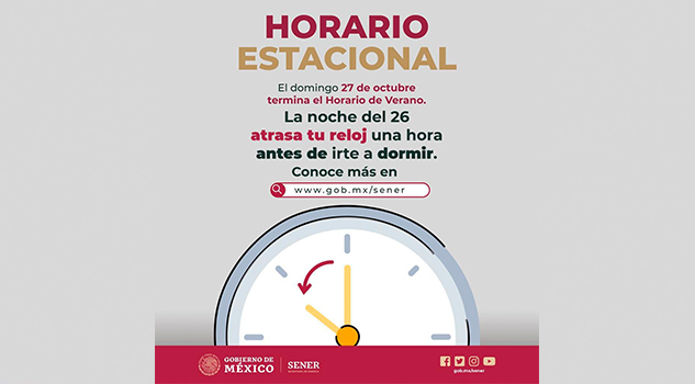 Este domingo 27 de octubre termina el Horario de Verano
