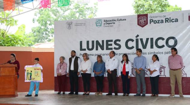 Llevan programa cívico a escuela Maximino Téllez Jiménez