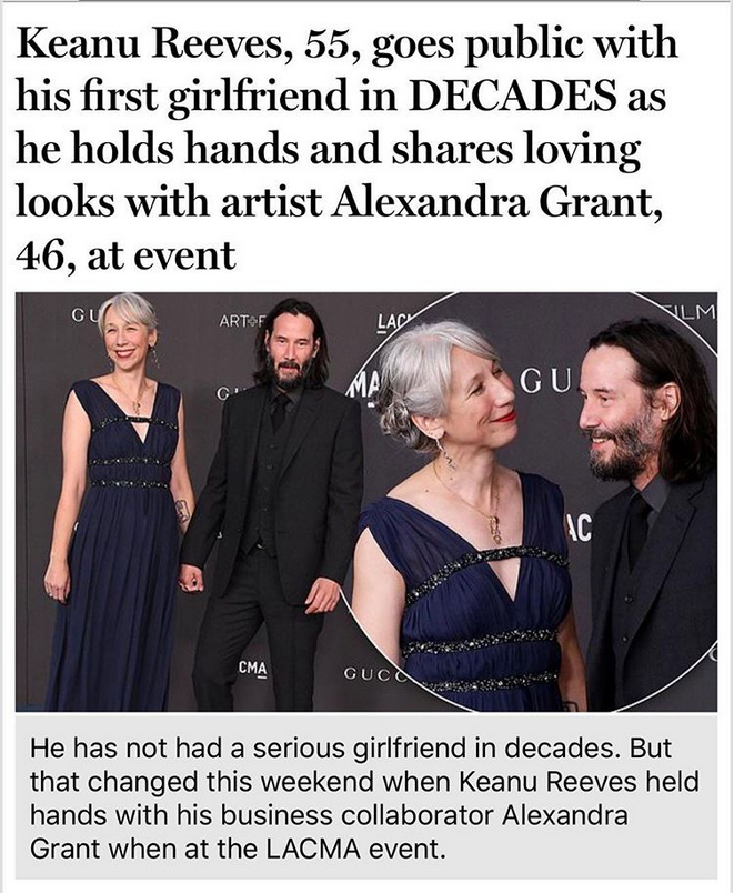 Keanu Reeves hace rara aparición con su nueva novia