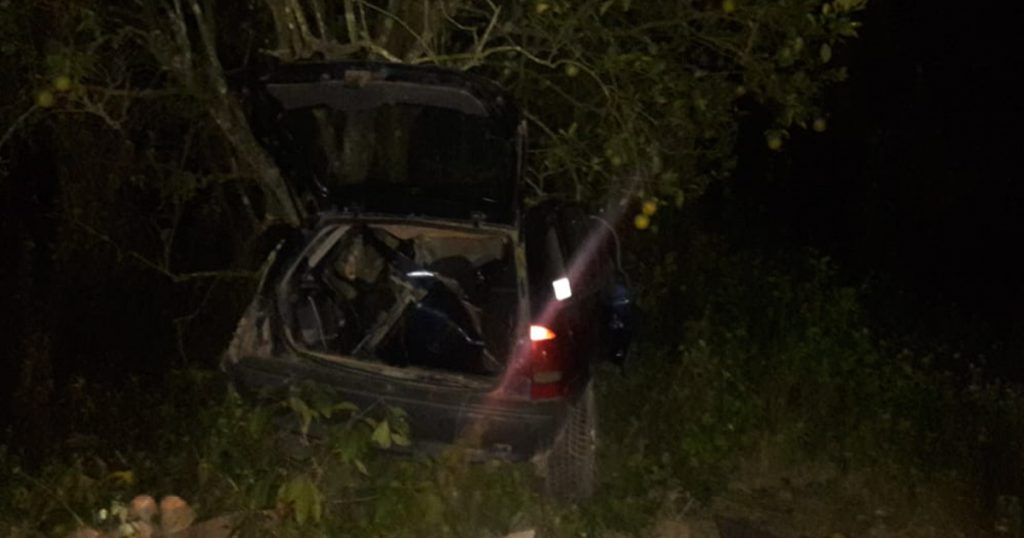¡Un muerto y dos lesionados en trágico choque de auto contra árbol!